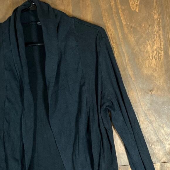 Express Womens Sweater Black Shawl Cardigan Open Front Long Sleeve Modal Large - Picture 5 of 12